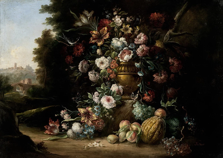   122-Natura morta con fiori in paesaggio-Museo Nacional de Bellas Artesa de Cuba
